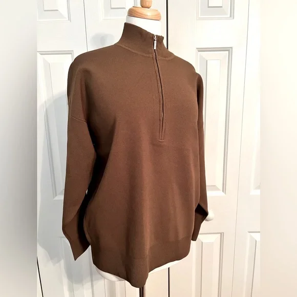 NWT M.M Lafleur Athens Half Zip Knit Pullover Deep Fern Olive Color Size Medium - Picture 6 of 11